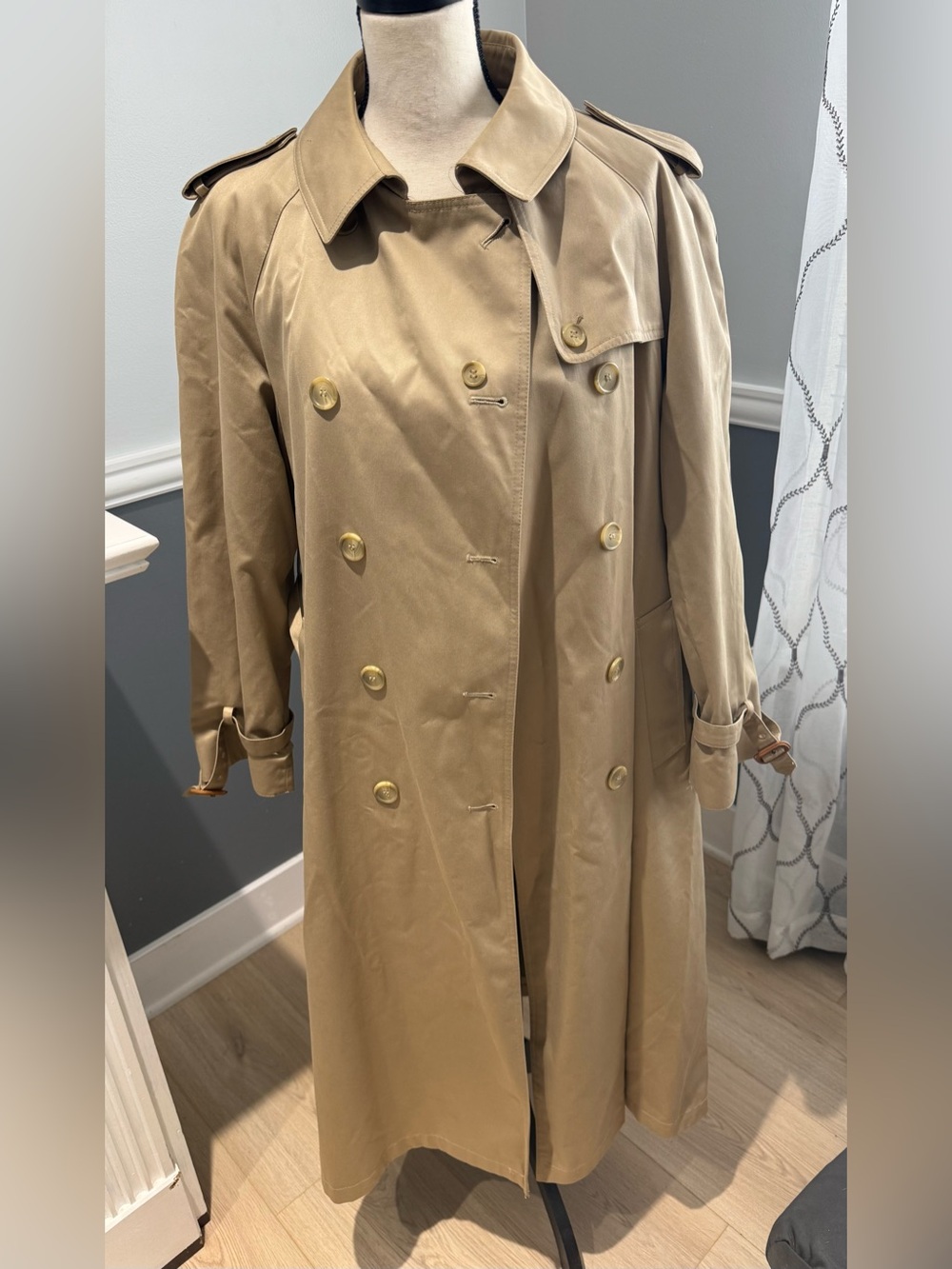 Vintage Evan Picone Tan Double-Breasted Trench Coat Woman’s Size XL